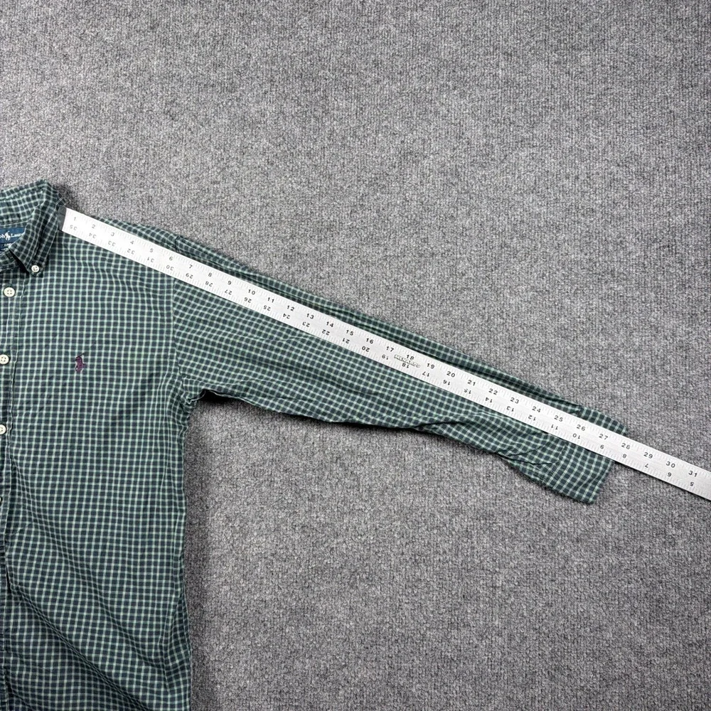 Ralph Lauren Button Down Shirt Kids L 16/18 Green Plaid Long Sleeve Preppy